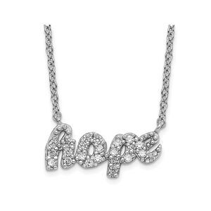 Sterling Silver HOPE Necklace with Chain and Cubic Zirconias (16 i